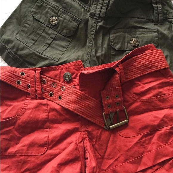 Army green and red/orange shorts - Picture 1 of 1